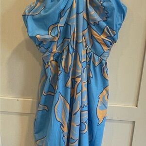 Grace Karin Blue and Tan Floral Dress